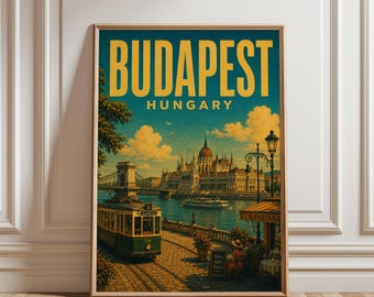 Budapest Poster, Hungary Travel Print, Budapest Wall Art, Budapest Print, European City Vintage Poster