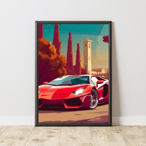 Lamborghini Poster, Lamborghini Print, Lamborghini Wall Art, Sports Car Poster, Sports Car Print, Sports Car Wall Art, Motorsport Wall Art