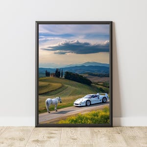 Ferrari F40 Poster, Vintage Ferrari Print, Vintage Ferrari Wall Art, Ferrari Poster, Vintage Car Poster, Vintage Ferrari Poster