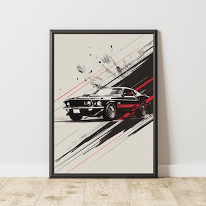 Ford Mustang Poster, Ford Mustang Print, Ford Mustang Wall Art, Vintage Ford Mustang, Vintage Car Poster, Classic Car Wall Art