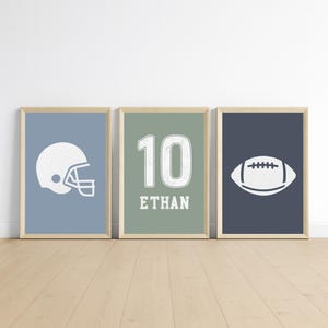 Set of 3 Football Prints, Personalized Football Poster, Custom Football Wall Art, Football Gift for Boys, Football Bedroom Decor