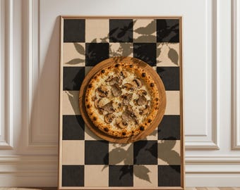 Truffle Pizza Poster, Italian Food Wall Art, Vintage Kitchen Print, Gourmet Pizza Decor, Retro Pizzeria Art, Mediterranean Wall Art