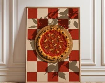 Marinara Pizza Poster, Italian Food Wall Art, Vintage Pizza Print, Kitchen Decor, Pizzeria Wall Art, Retro Food Poster