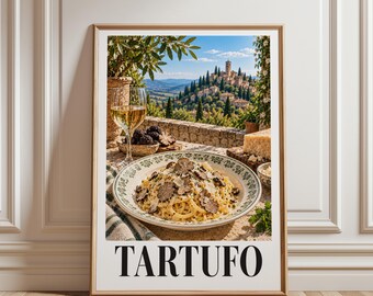 Truffle Pasta Poster, Italian Food Wall Art, Mediterranean Kitchen Decor, Pasta Print, Rustic Food Art, Restaurant Wall Decor