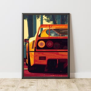 Ferrari F40 Poster, Vintage Ferrari Print, Vintage Ferrari Wall Art, Ferrari Poster, Vintage Car Poster, Vintage Ferrari Poster