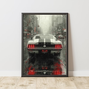 Ford Mustang Poster, Ford Mustang Print, Ford Mustang Wall Art, Vintage Ford Mustang, Vintage Car Poster, Classic Car Wall Art