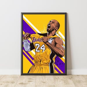Kobe Bryant Poster, Kobe Bryant Print, Kobe Bryant Wall Art, Basketball Poster, Basketball Wall Art, Vintage NBA Poster, NBA Wall Art