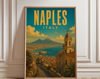 Naples Poster, Naples Wall Art, Naples Travel Poster, Italy Print, Vintage Italy Decor, Italy Wall Art