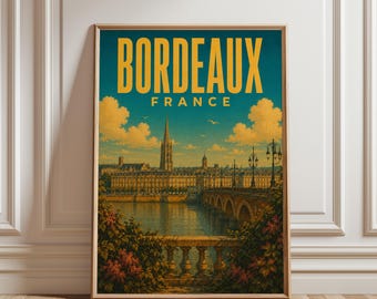 Bordeaux Poster, France Wall Art, Bordeaux Travel Poster, Vintage City Print, French Architecture Decor
