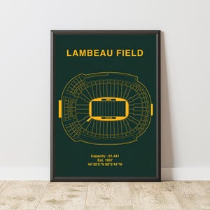 Green Bay Packers Poster, Lambeau Field Print, Football Poster, Football Print, Football Wall Art, NFL Wall Art, NFL Poster, NFL Print