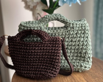 Handmade Crochet Tote Bag – Earth Tone Boho Handbag