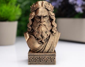 Greek God Bust Statue – 3D Printed Mythology Decor, Apollo Ares Athena Zeus Poseidon Sculpture | Handmade Resin Look, 12cm & 20cm Sizes