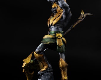 Figurine Nasus League of Legends : peinture acrylique métallisée, décoration gamer