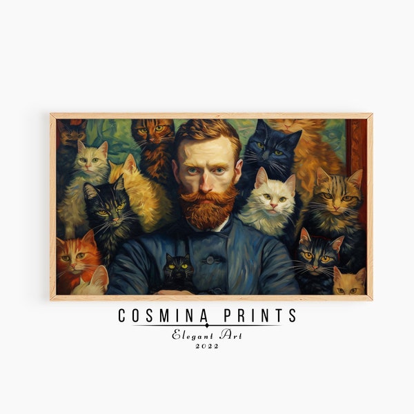 Van Gogh with Cats Samsung Frame TV Art | Vintage Oil Painting | Warm Colors | INSTANT DOWNLOAD