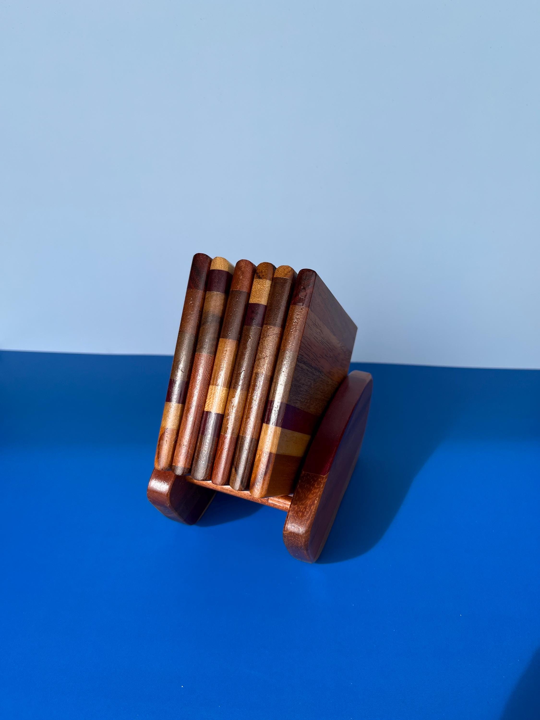 Frame Multiple Coasters Multi-wood Coasters With Holder: Oak, Maple, Cherry, Walnut, Purple ...