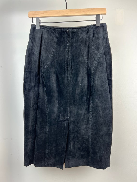 Vintage 80's 90's Black Suede skirt | Vintage Bla… - image 2