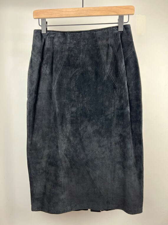 Vintage 80's 90's Black Suede skirt | Vintage Bla… - image 1