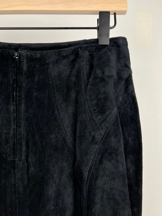Vintage 80's 90's Black Suede skirt | Vintage Bla… - image 5