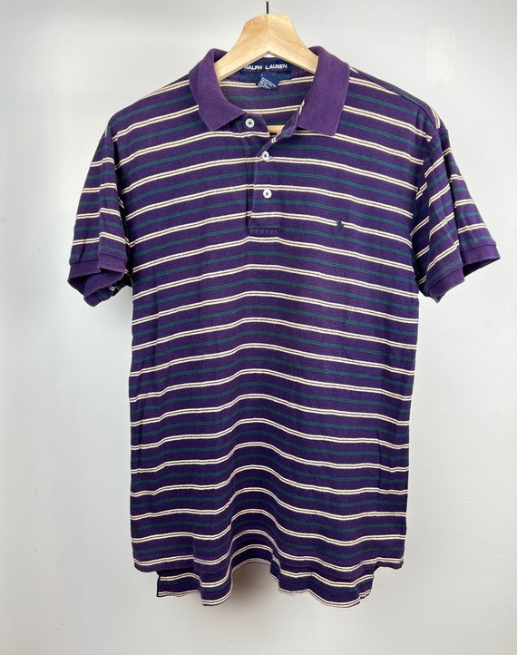 Vintage 80's 90’s Purple Striped Vintage Ralph Lauren Polo | Vintage 90's  Shirt | Small/Medium Unisex