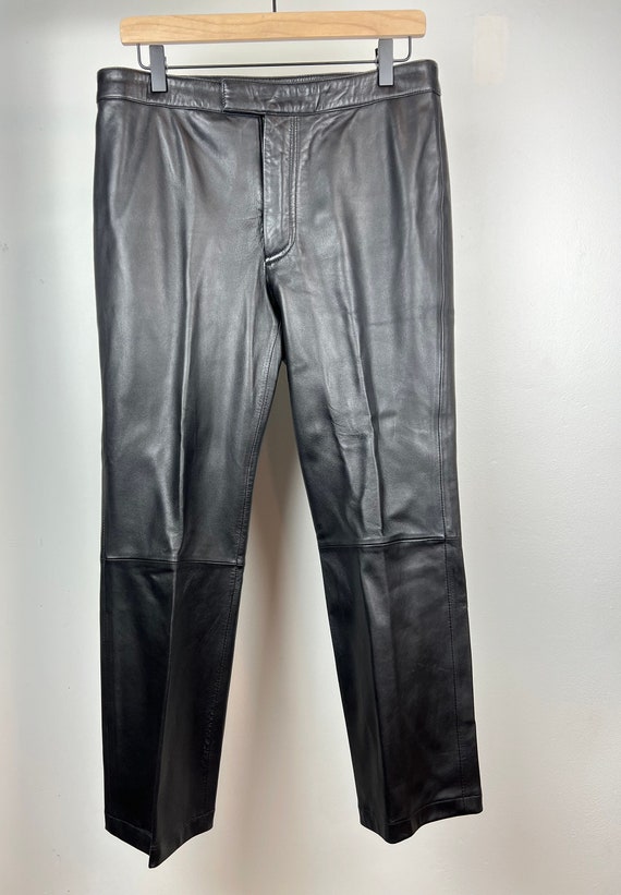 90's leather pants, black genuine leather men's pants… - Gem
