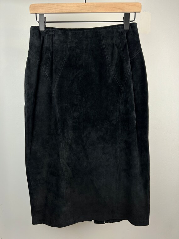 Vintage 80's 90's Black Suede skirt | Vintage Bla… - image 8