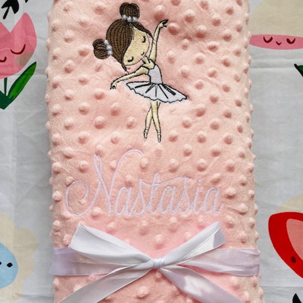 Couverture bébé personnalisée ballerine | couverture bébé brodée personnalisée | couverture prénom bébé|cadeau baby shower| cadeau doudou personnalisé pour bébé