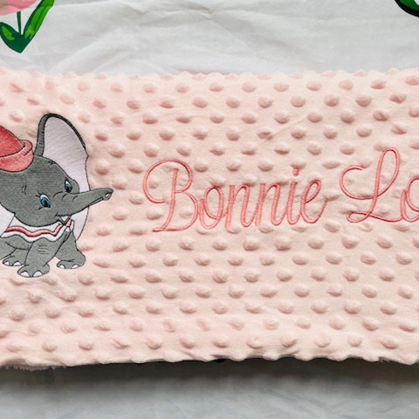 Personalisierte gestickte Dumbo Babydecke | Gestickte Elefant-Decke Decke | Baby-Dusche-Geschenk | Benutzerdefinierte Decke | personalisierte Decke