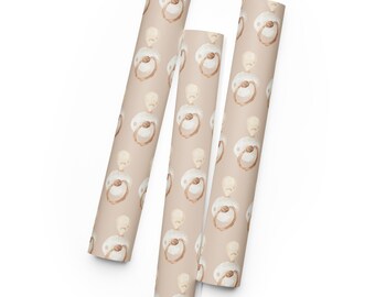 Neutral Pacifier Wrapping Paper 3 Sheets Baby Shower Gift 