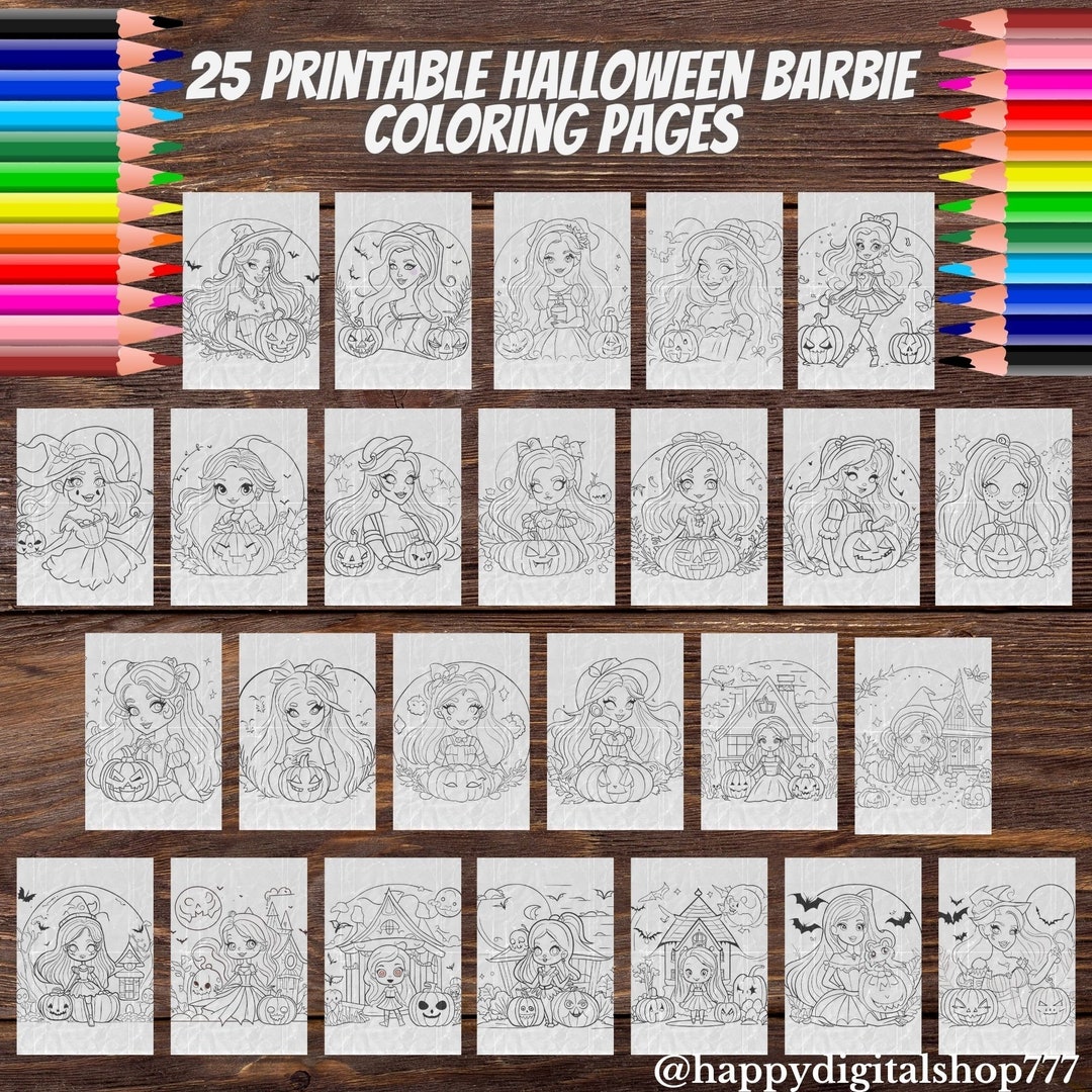 25 Printable Halloween Barbie Coloring Pages for Kids Cute Etsy