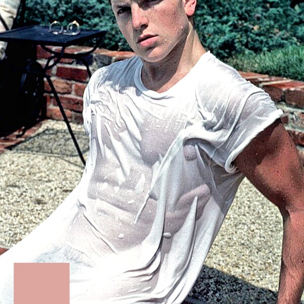 ER21 Wet T-Shirt 4 (Color Photograph, handsome young male in transparent shirt--commando) [logo not in print]