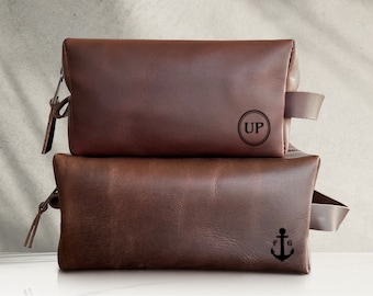 Custom Leather Toiletry Bag | Personalized Dopp Kit for Men | Monogrammed Groomsmen Gift | Shaving Bag | Gifts for Fathers,Husband,Boyfriend
