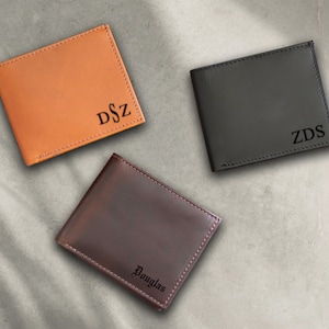 Billetera de cuero personalizada para el Día del Padre, billetera personalizada, billetera con monograma para hombres, billetera personalizada para hombres, regalo para él