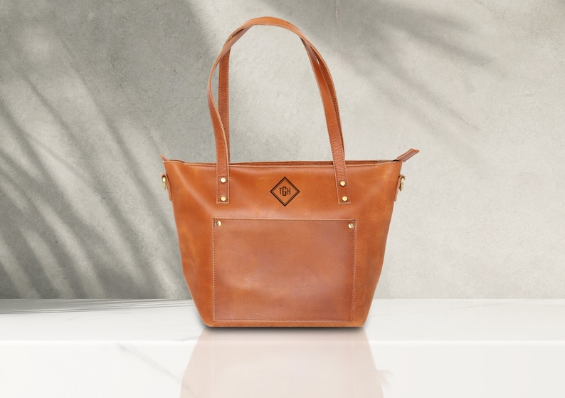 Perfect Leather Tote Crossbody Bag With Optional Zipper Crossbody Strap