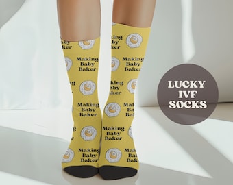 Personalized Name IVF Socks, Custom Lucky Transfer Day Sock, IUI Motivation, Making Baby, Retro Surrogate Gift, Infertility TTC Wife Present