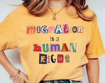 Trendy Immigrant Rights Shirt, Magazine Letters Social Justice T-shirt, Retro Cultural Protest Tee, Minnesota Activist Gift, Comfort Colors®
