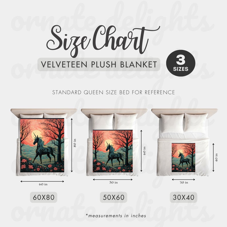 Velveteen Blanket Size Guide, Throw Blanket Measurement Chart, Etsy