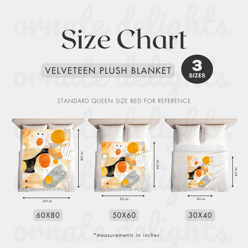 Velveteen Blanket Size Guide, Throw Blanket Measurement Chart, Etsy ...