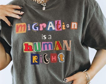 Trendy Immigrant Rights Shirt, Magazine Letters Social Justice T-shirt, Retro Cultural Protest Tee, Minnesota Activist Gift, Comfort Colors®