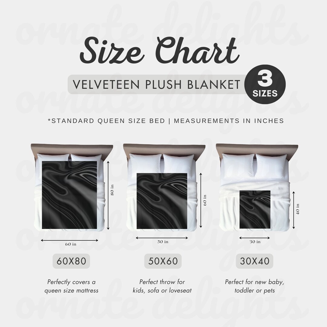 Throw Blanket Size Guide, Velveteen Blanket Measurement Chart, Etsy