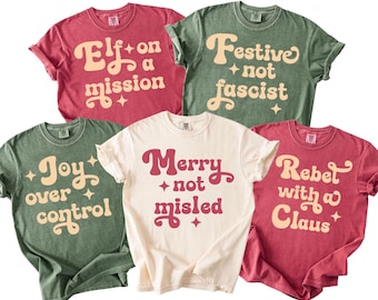 Funny Christmas Couples Shirt, Trendy Political Family Matching Group Tee, Husband Wife T-shirt, Liberal Xmas Season, Comfort Colors®