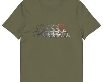 Red La Vuelta Inspired Peloton graphic Tee | Organic Cotton Vegan Tshirt | Sustainable fashion for Cyclist