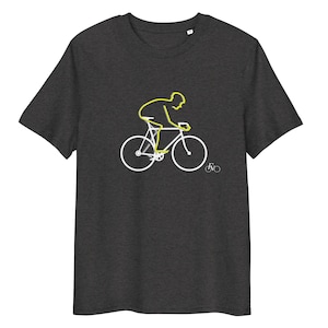 Men's Organic Cotton Cycling Graphic T-Shirt in Green, Eco-Friendly Cyclist Tour de France inspired Graphic Shirt, Bike Lovers Vegan Top