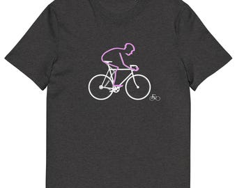 Men's Grey Giro d’Italia Road Bike inspired Organic Cotton Graphic Bike Tee, Eco-Cycling Fashion