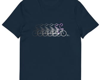 Pink Giro D'Italia Inspired Peloton graphic Tee | Vegan friendly Tshirt | Sustainable Organic Cotton fashion for Cyclist