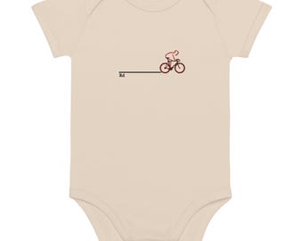La Vuelta Baby Grow | Red Jersey Road Bike Graphic | Organic Cotton Baby Bodysuit for Cycling Families