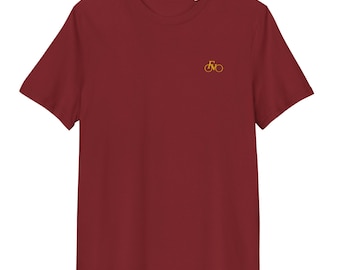 Organic Cotton embroidered T-Shirt, Sustainable Cycling Inspired clothing, Vegan friendly Unisex Tee, Sustainable fashion