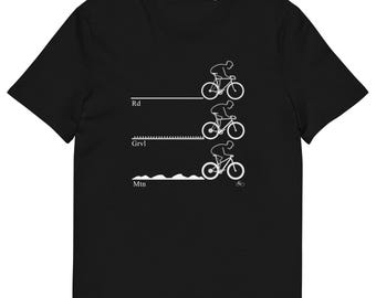 Mountain Gravel Road Organic Tshirt, Sustainable Biking fashion Tee, Vegan Cycling gift