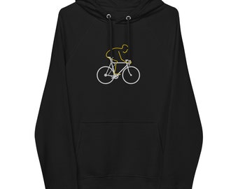 Organic Cotton Eco Raglan Hoodie with Bicycle Design | Sustainable Unisex Hooded Sweatshirt | FloVelo