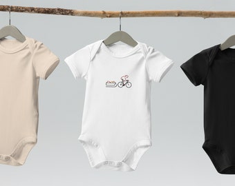 Baby Christmas Bike lovers organic cotton BabyGro, Santa on a bike Baby outfit, sustainable Present for cyclist