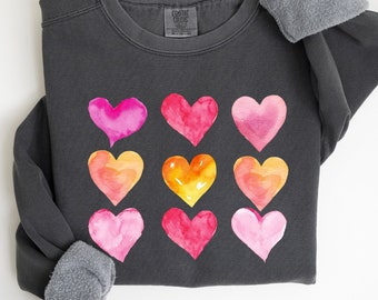 Pink Paint Splatter Hearts Sweatshirt: Garment-Dyed Comfort Colors